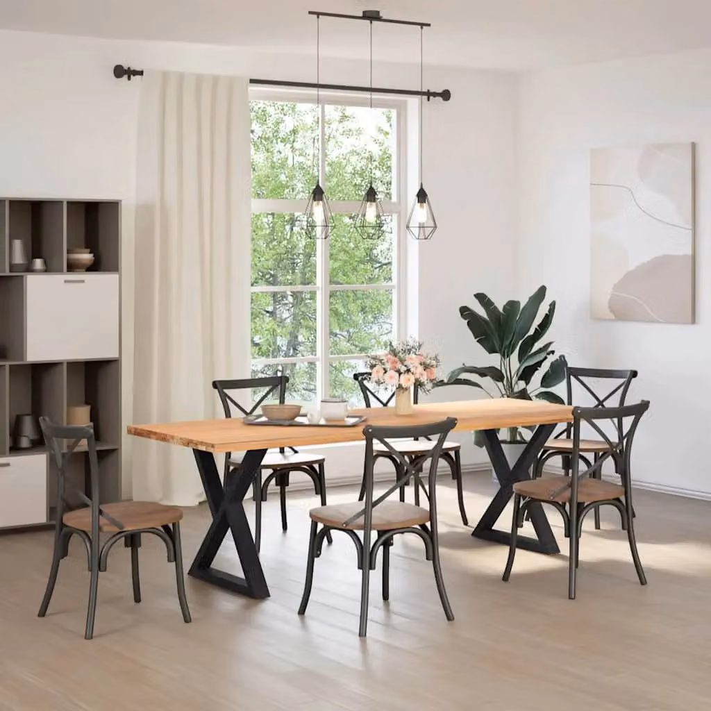Berkfield Home Dining Table Legs, 2 Pieces, Black Steel, H: 72-73.3 cm x W: 70 cm – 3