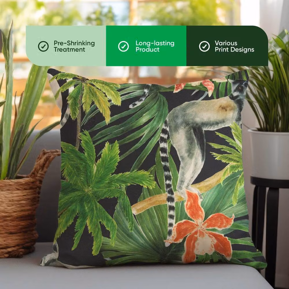 Gardenwize Pack of 2 Multicolour Lemur Printed Outdoor Scatter Cushions with Removable Washable Covers – 4