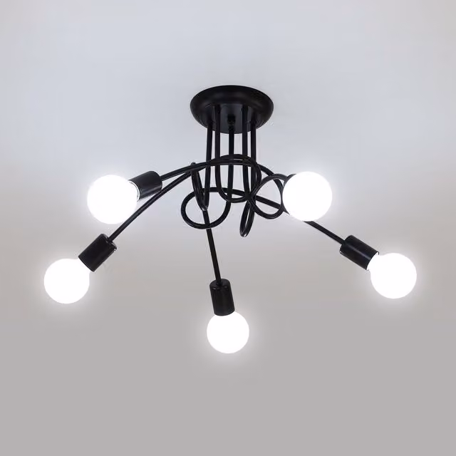 Pheashine Black Twisted Semi-Flush Ceiling Light, E27, Diameter: 52 cm – 1