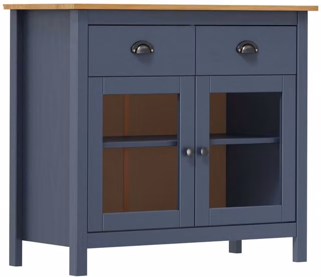 Berkfield Home Hill Sideboard in Grey Solid Pine Wood, W/D/H: 90 x 40 x 80 cm – 1