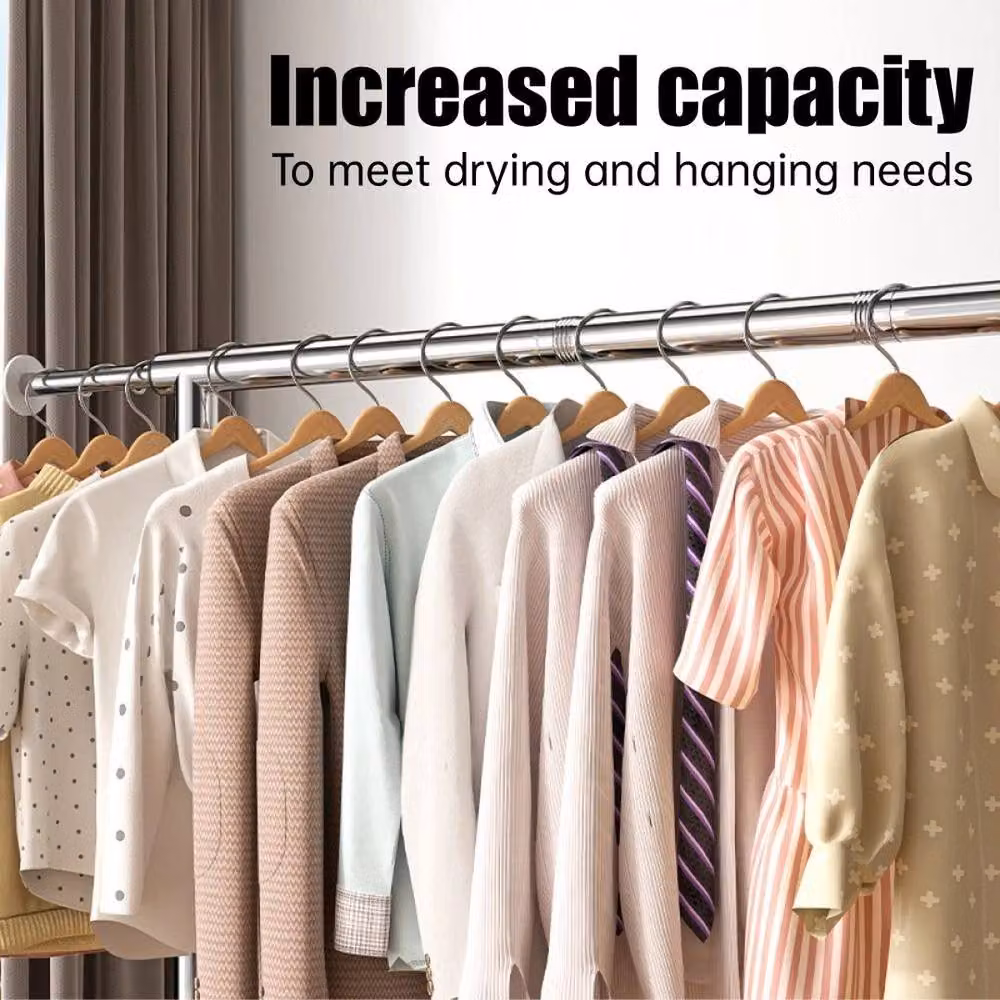 FLAVORA Heavy Duty Stainless Steel Clothes Rail in Silver, W: 50 cm, H: 164.5 cm – 5