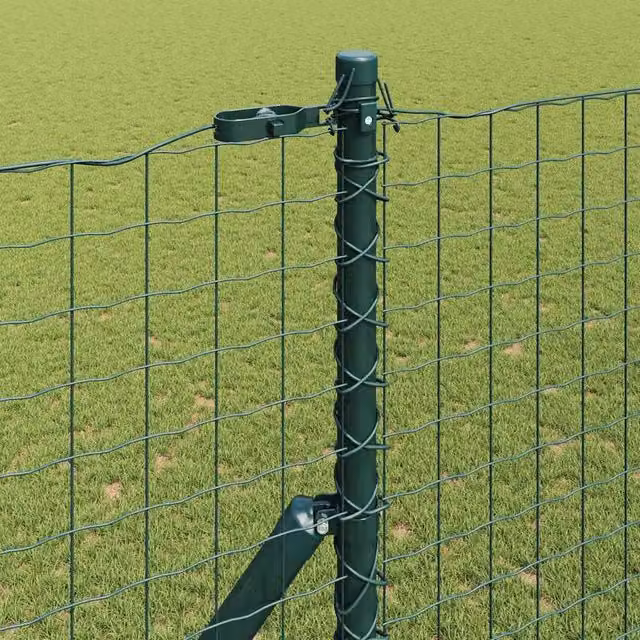 Berkfield Home Green Galvanised Steel Round Fence Posts, 26 Pieces, Diameter: 3.2 cm, Height: 200 cm