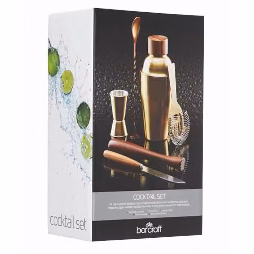 BarCraft 6-Piece Cocktail Making Kit in Gold with Brass Finish, W/D/H: 28 x 32 x 28 cm – 2