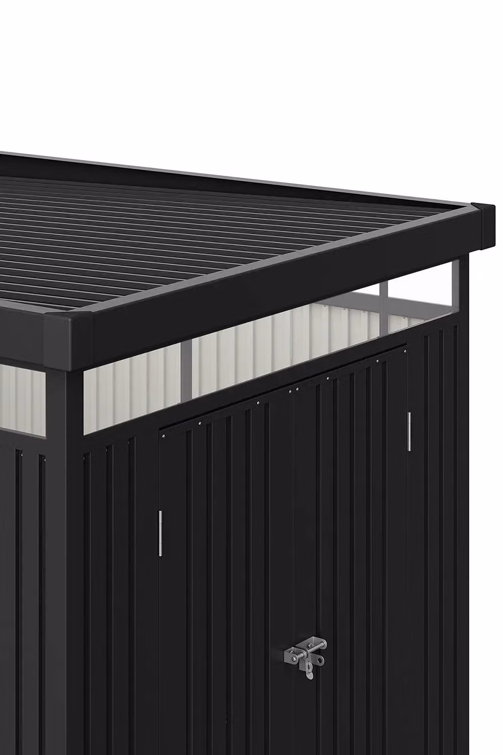 Living and Home Metal Garden Tool Storage Shed with Double Door and Daylight Roof Panel, Black and Anthracite – 4