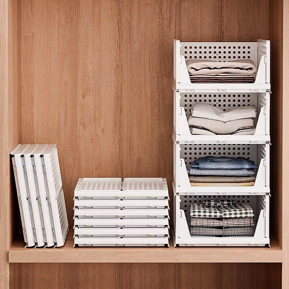 KORVIXA 4-Drawer Folding Stackable Wardrobe Drawer Insert in White, W: 90 cm – 2