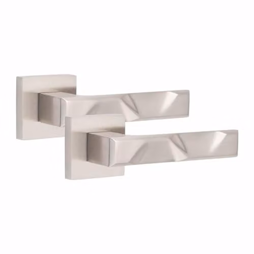 Golden Grace Nova Square Rose Door Handles in Satin Nickel, 1 Pair