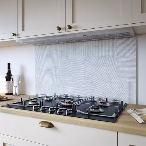 Bushboard Marble Arc Grey Kitchen Hob Splashback Panel, Aluminium, W: 900 mm, H: 800 mm