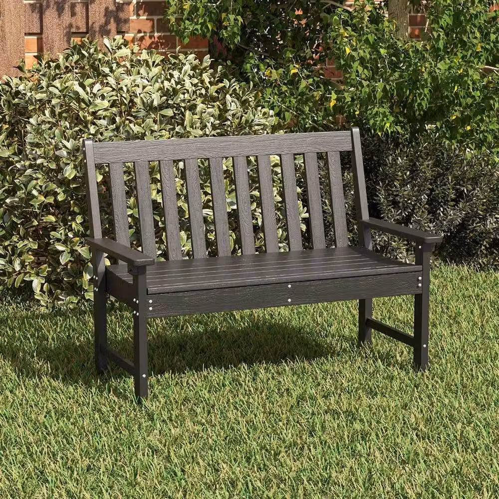 PAWNORA Modern Two-Seater All-Weather Garden Bench in Black – 5