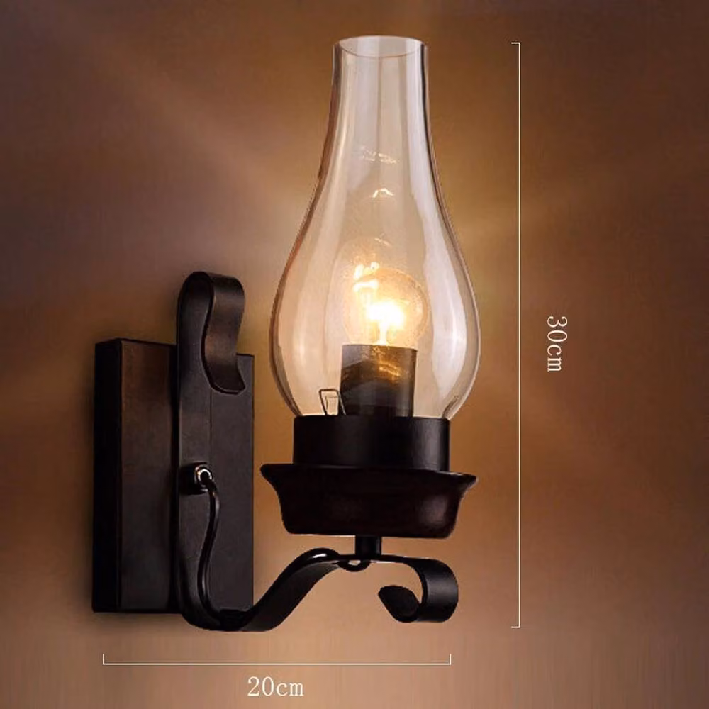 SPETLEK Vintage Industrial Wall Lamp, Black Metal Sconce with Transparent Glass – 2