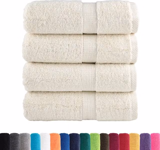 Berkfield Home SOLUND Premium Cotton Terry Guest Towels, 4 Pack, Beige, W: 30 cm, H: 50 cm, 600 gsm – 1