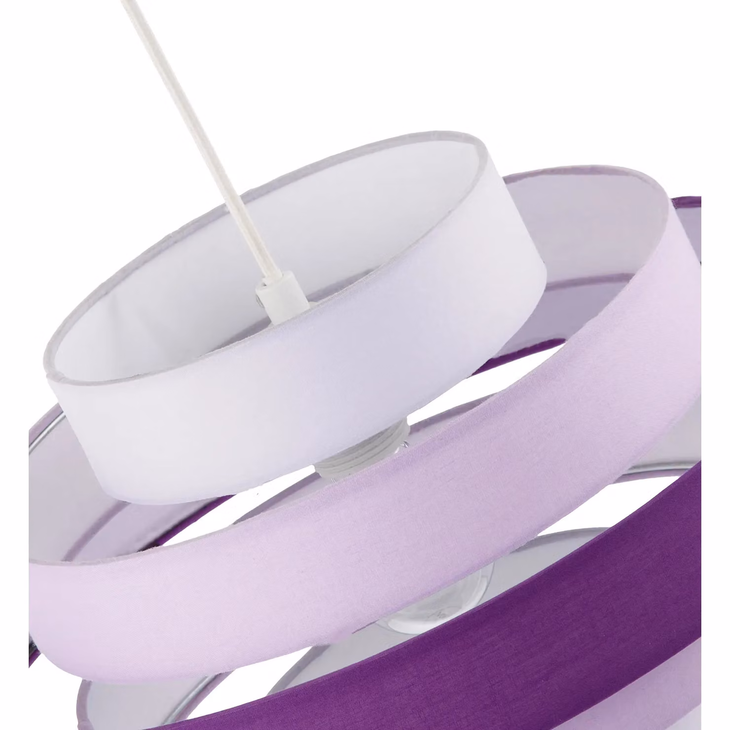 Happy Homewares Contemporary Round Triple Tier Purple Cotton Fabric Pendant Light Shade – 3