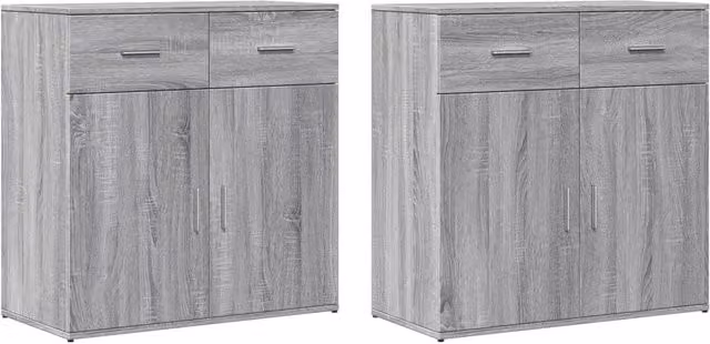 Berkfield Home Set of 2 Modern Grey Sonoma Sideboards in Engineered Wood W/D/H: 79 x 38 x 80 cm – 1