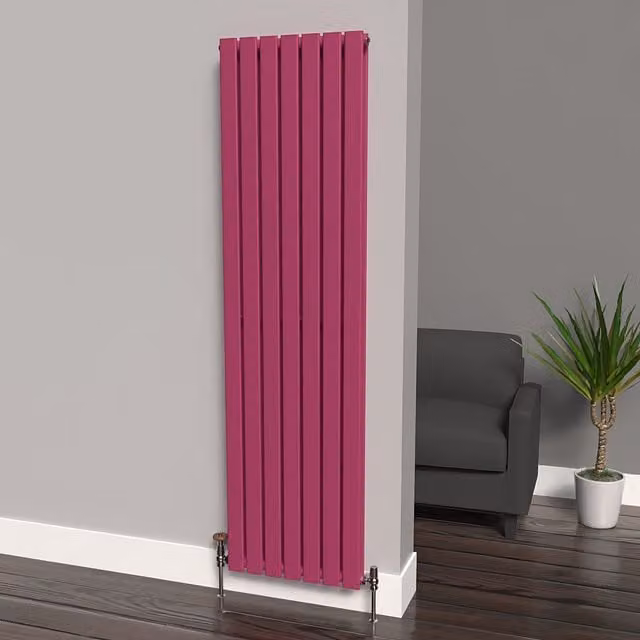 Lux Heat Flat Coloured Vertical Radiator in Pink, H 180 cm x W 49 cm