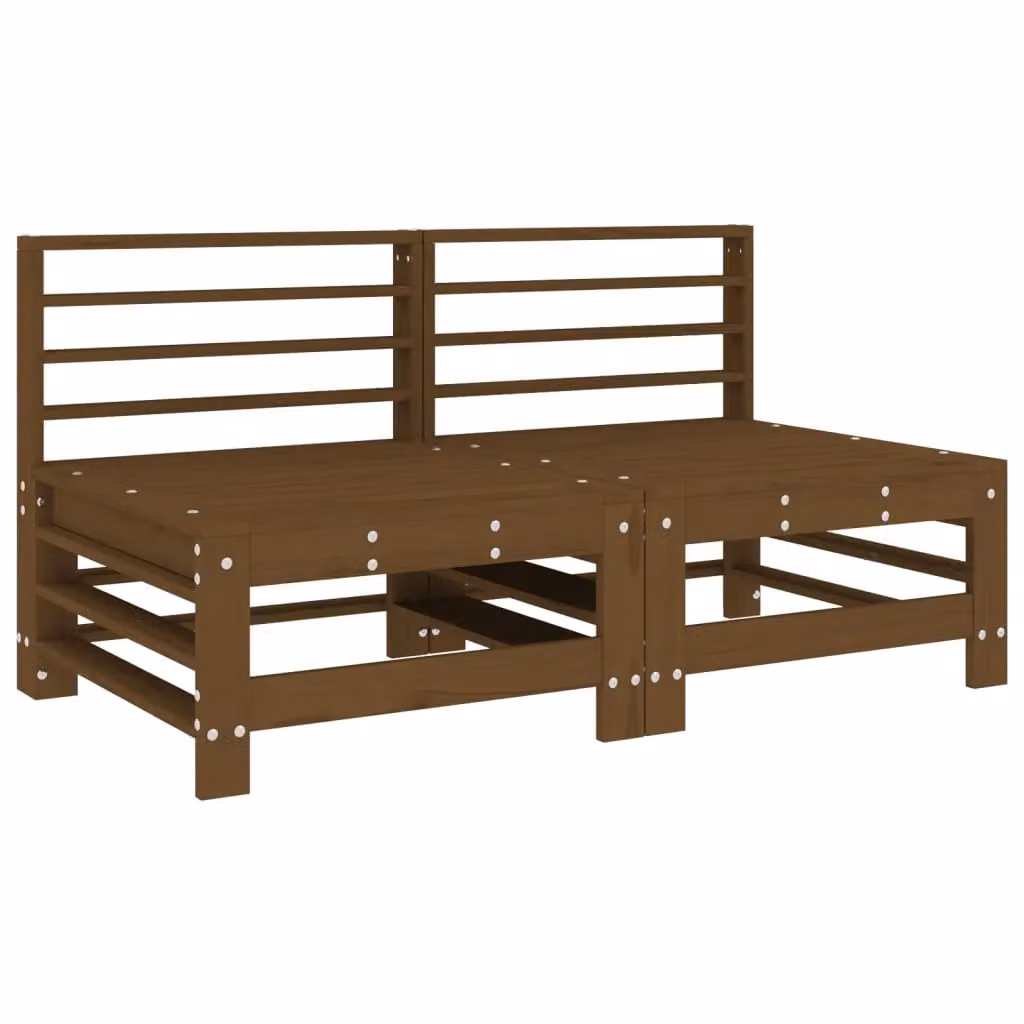 Berkfield Home Garden Middle Sofas 2 Piece Set in Honey Brown Solid Pine Wood – 2