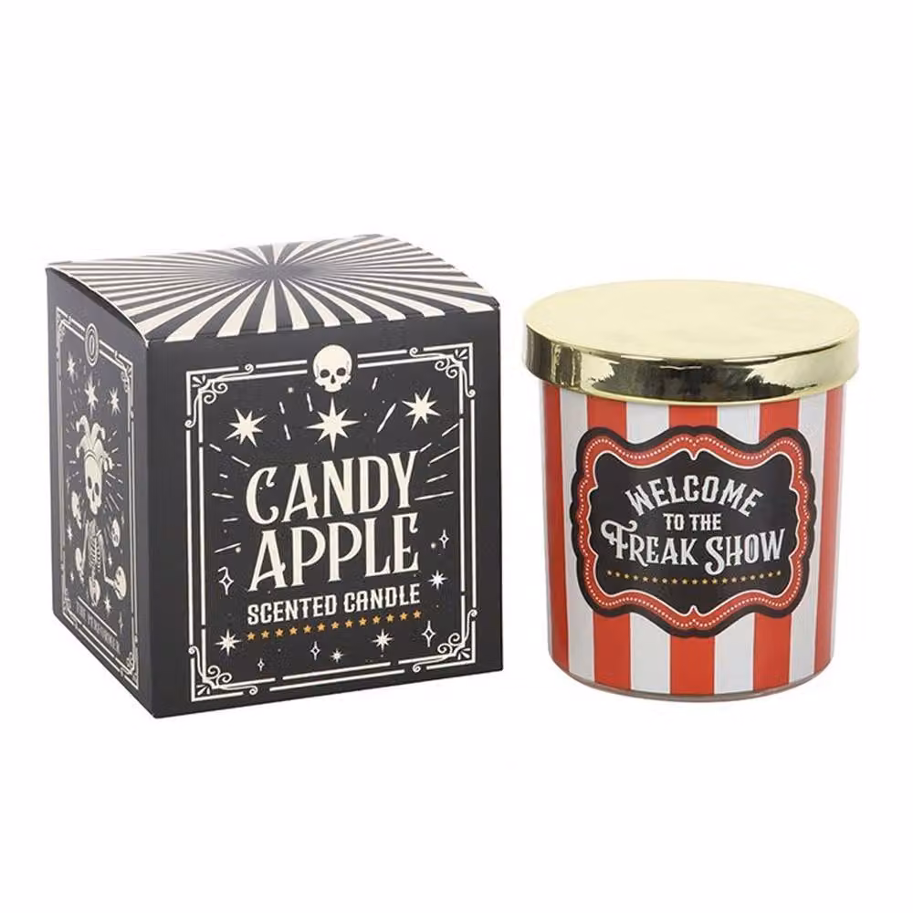 Uniqueful Freak Show Candy Apple Pillar Candle, Multicolour Striped Fruity Scented Wax Candle – 3