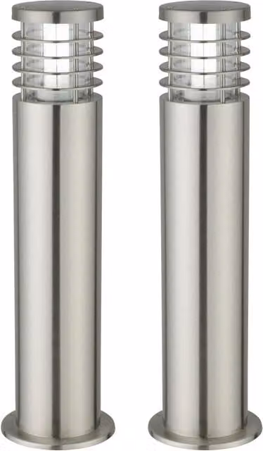 First Choice Lighting Bloom Set of 2 Silver Brushed Stainless Steel Outdoor Post Lights