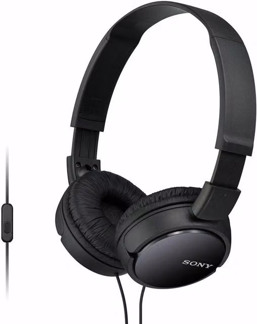 Sony MDR-ZX110AP On-Ear Wired Headphones with Microphone, Black