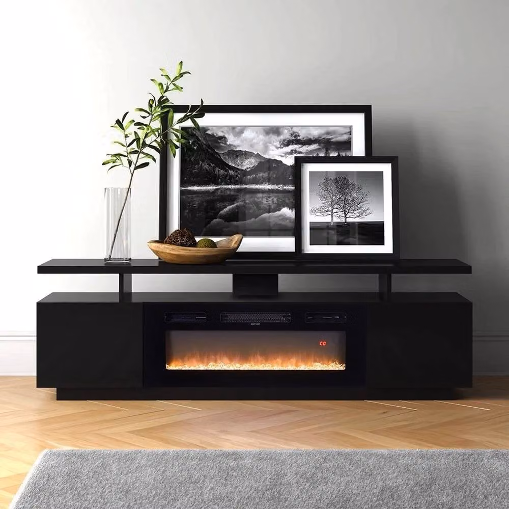 FORGEVIO Modern Gloss Black 70 inch TV Stand Unit Cabinet – 3