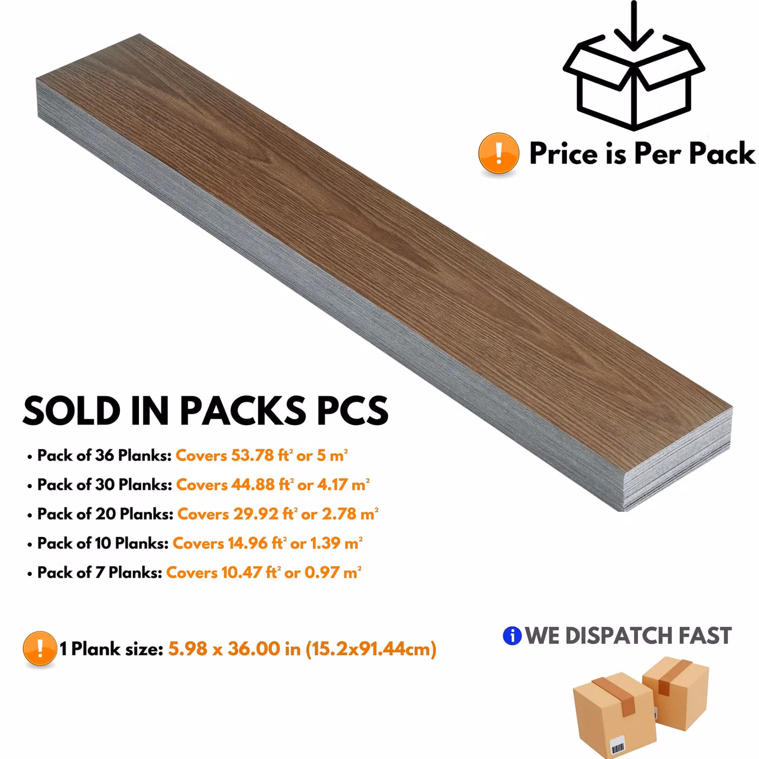 Novecrafto Self Adhesive Wood Look Vinyl Floor Planks, 7 Pack, Brown – 4