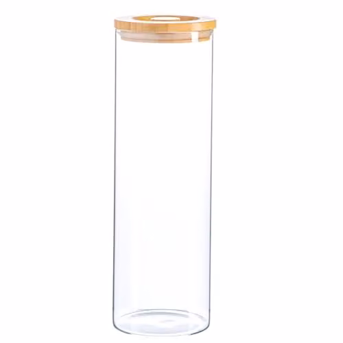 Argon Tableware Scandi Airtight Glass Storage Jar with Wooden Lid, 2 l, Transparent