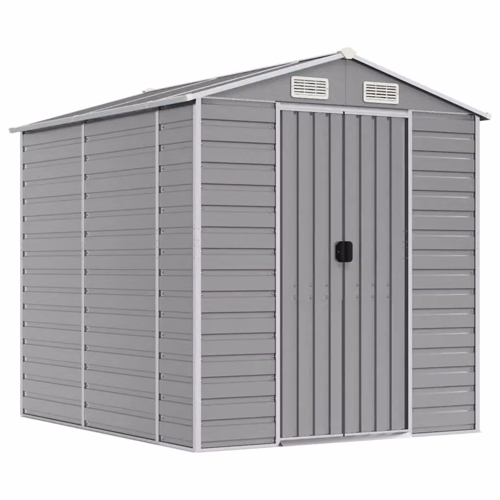 Berkfield Home Pent Garden Shed in Light Grey Galvanised Steel, W/D/H: 191 x 215 x 198 cm – 2