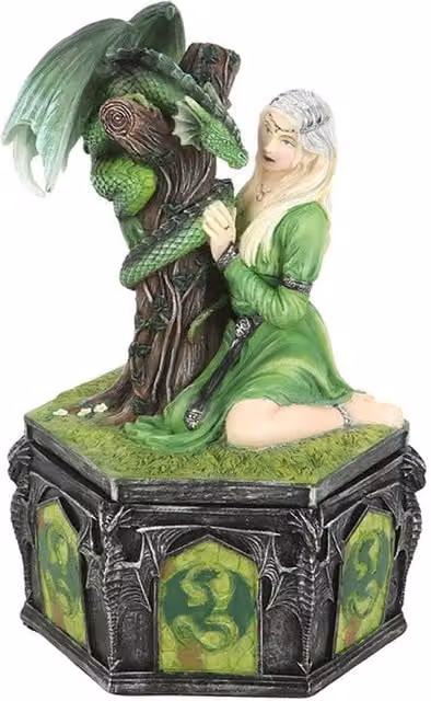 KDMK Dragon Friendship Summer Treasure Box Green Resin Tabletop Decoration