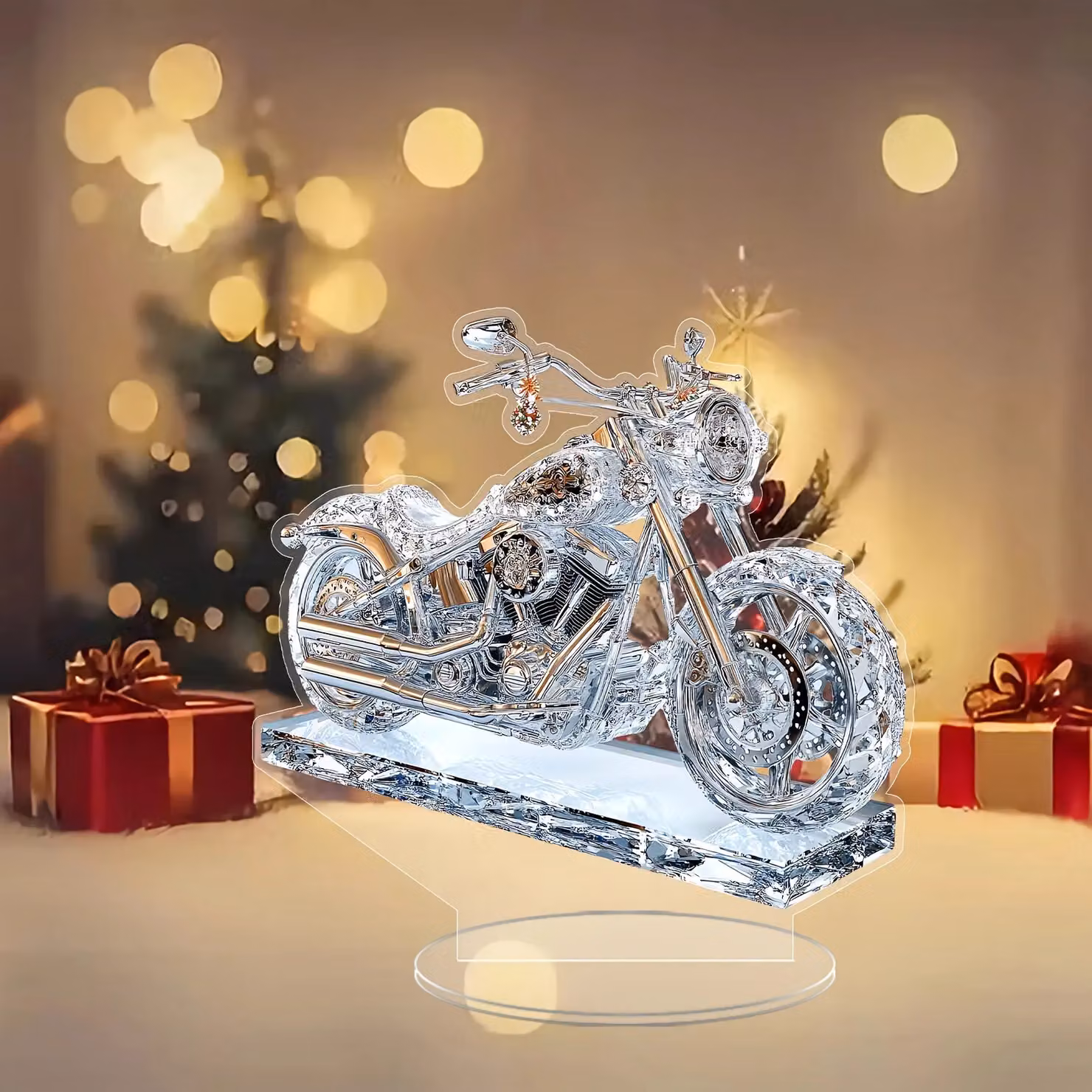 Leaper Modern White and Transparent Acrylic 2D Motorbike Desktop Decoration – 2