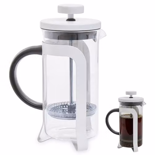 Premier Housewares Matte White Cafetiere, 350ml, Silver and White – 2