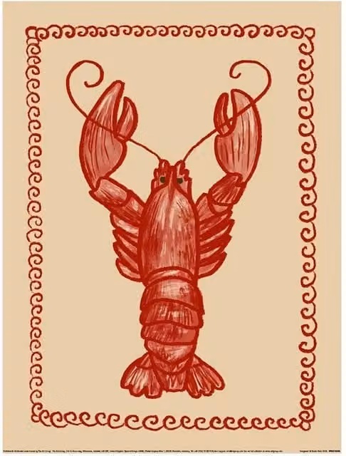 Studio Dolci Aragosta Animal Print Paper Poster in Red – 1