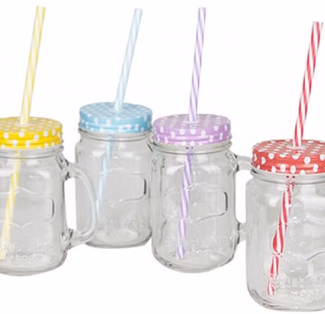 UMKY Transparent Clear Mason Mugs for Indoor and Outdoor Use