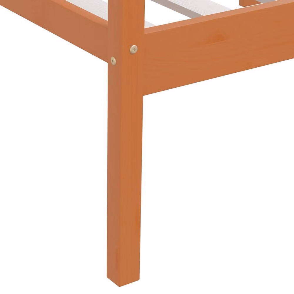 Berkfield Home Solid Pinewood Bed Frame, Honey Brown, W: 90 cm, D: 200 cm – 4