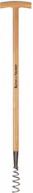 Kent & Stowe Corkscrew Weeder in Brown with Stainless Steel and Wood Handle, 97 cm Long Handle