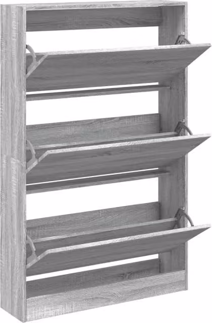 Berkfield Home Grey Sonoma Shoe Cabinet with Tilting Compartments, W/D/H: 80 x 21 x 125.5 cm