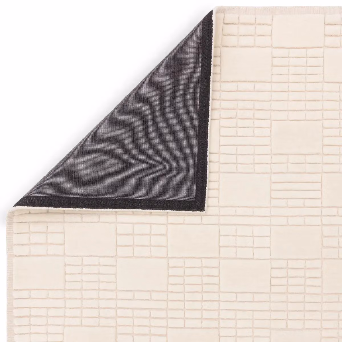 The Rug Shop UK Cream and Beige Handmade Wool Modern Geometric Checkerboard Rug W: 160 cm, D: 230 cm – 3