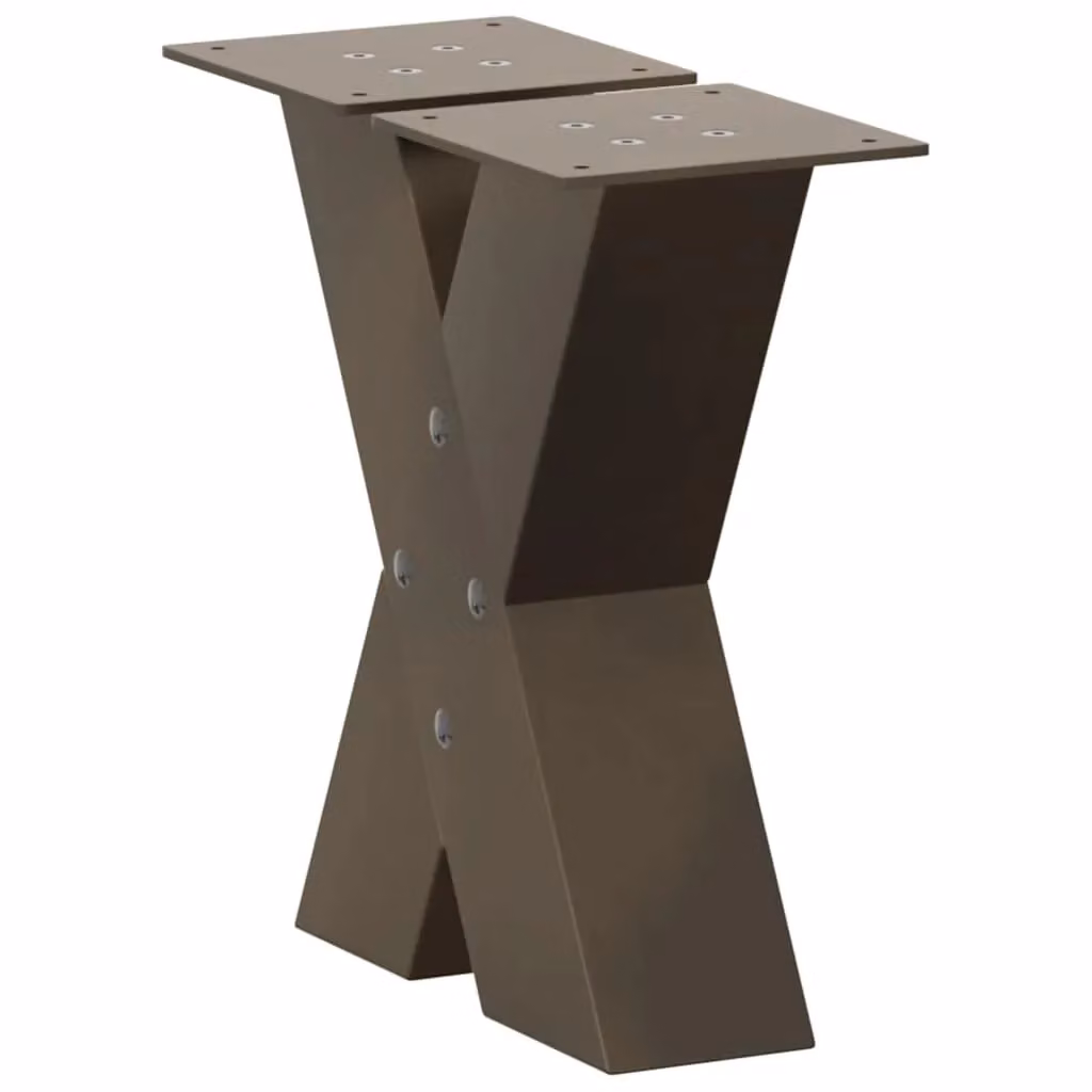 Berkfield Home X-Shaped Coffee Table Legs, 2 Pieces, Brown Steel, H: 40 cm, W: 30.5 cm, D: 30.5 cm – 2