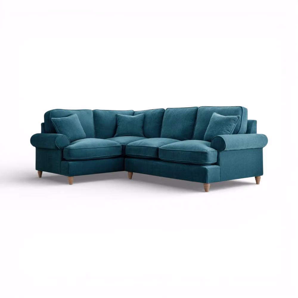The Great Sofa Company Ezra Left Hand Velvet Corner Sofa in Green – 2