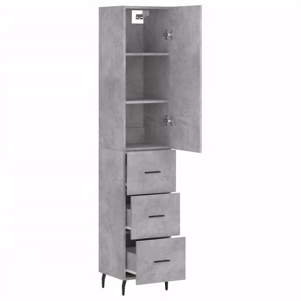 Berkfield Home Highboard in Concrete Grey, W/D/H: 34.5 x 34.0 x 180.0 cm – 3