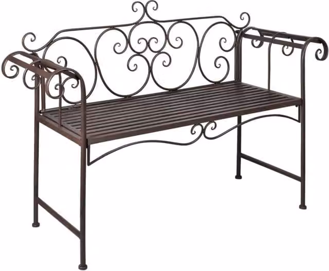 Berkfield Home Antique Brown Steel Garden Bench, Width: 132 cm – 1