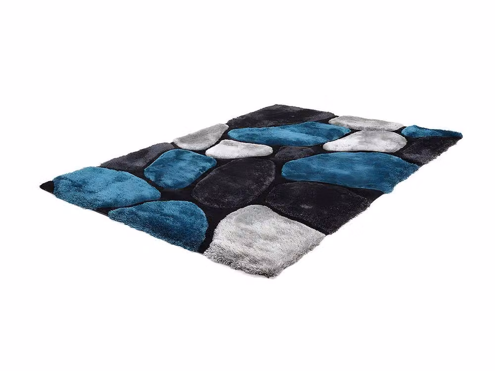 Vente-unique PIETRA Turquoise and Grey Shaggy Rug, W: 160 cm, L: 230 cm – 3