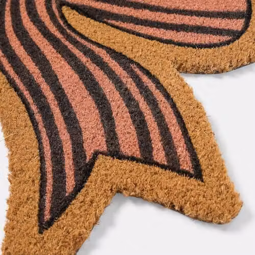 OHS Bow Shaped Coir Doormat, Non-Slip Pink and Brown, W: 50 cm, D: 60 cm – 3