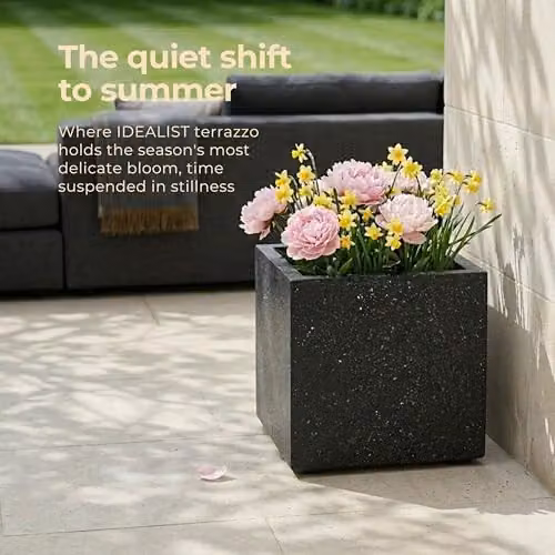 IDEALIST Black Terrazzo Reinforced Stone Plant Pot, 40 cm – 3