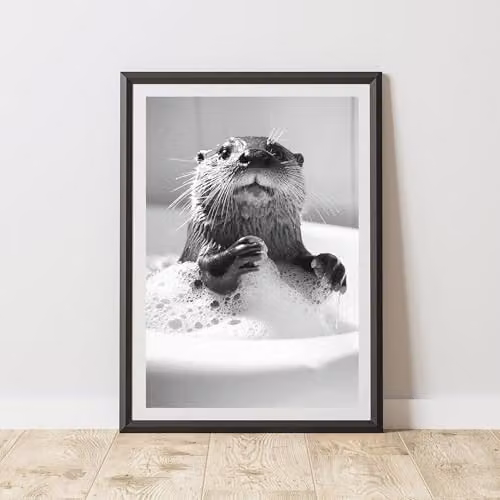 60 Second Makeover Otter In The Bath Animal Print Paper Poster, A3