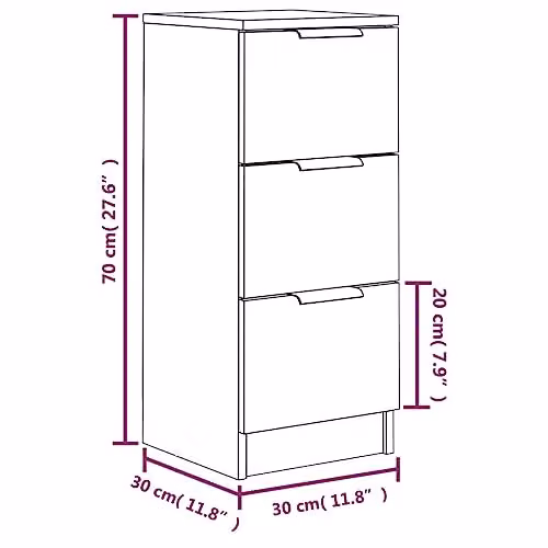vidaXL Set of 2 Modern Smoked Oak Sideboards in Brown MDF, W/D/H: 30 x 30 x 70 cm – 4