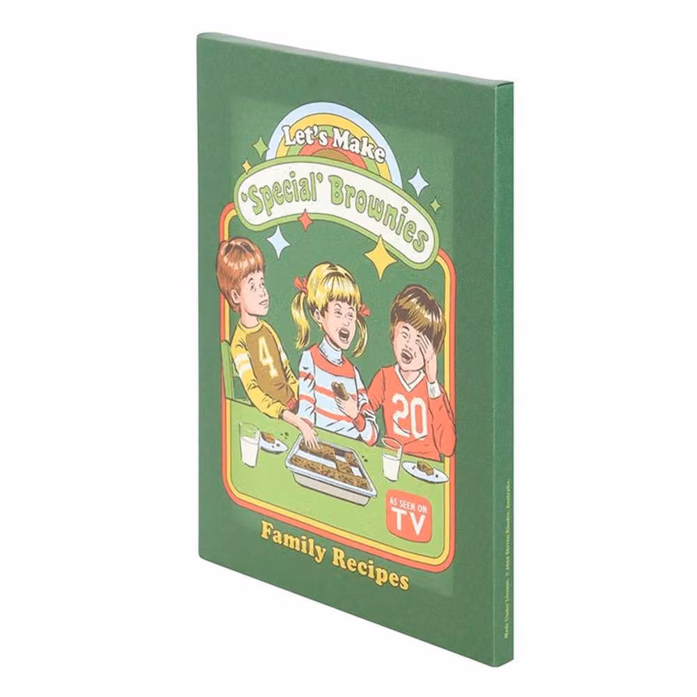 Uniqueful Steven Rhodes Let's Make Brownies Retro Canvas Plaque, Green, W: 19 cm, H: 25 cm – 3