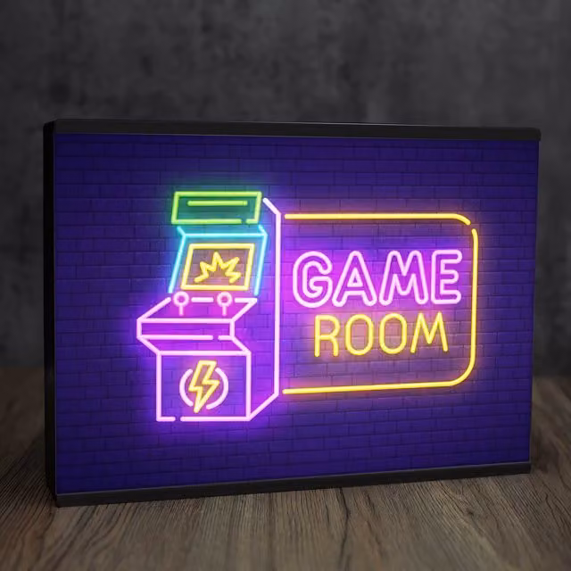 Echo Three Retro LED Light Box Room Sign XL Game A4 in Black