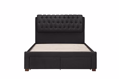 Birlea Valentino Upholstered Fabric Storage Bed Frame with Drawers, Grey, W: 140 cm, D: 200 cm, H: 74 cm – 7