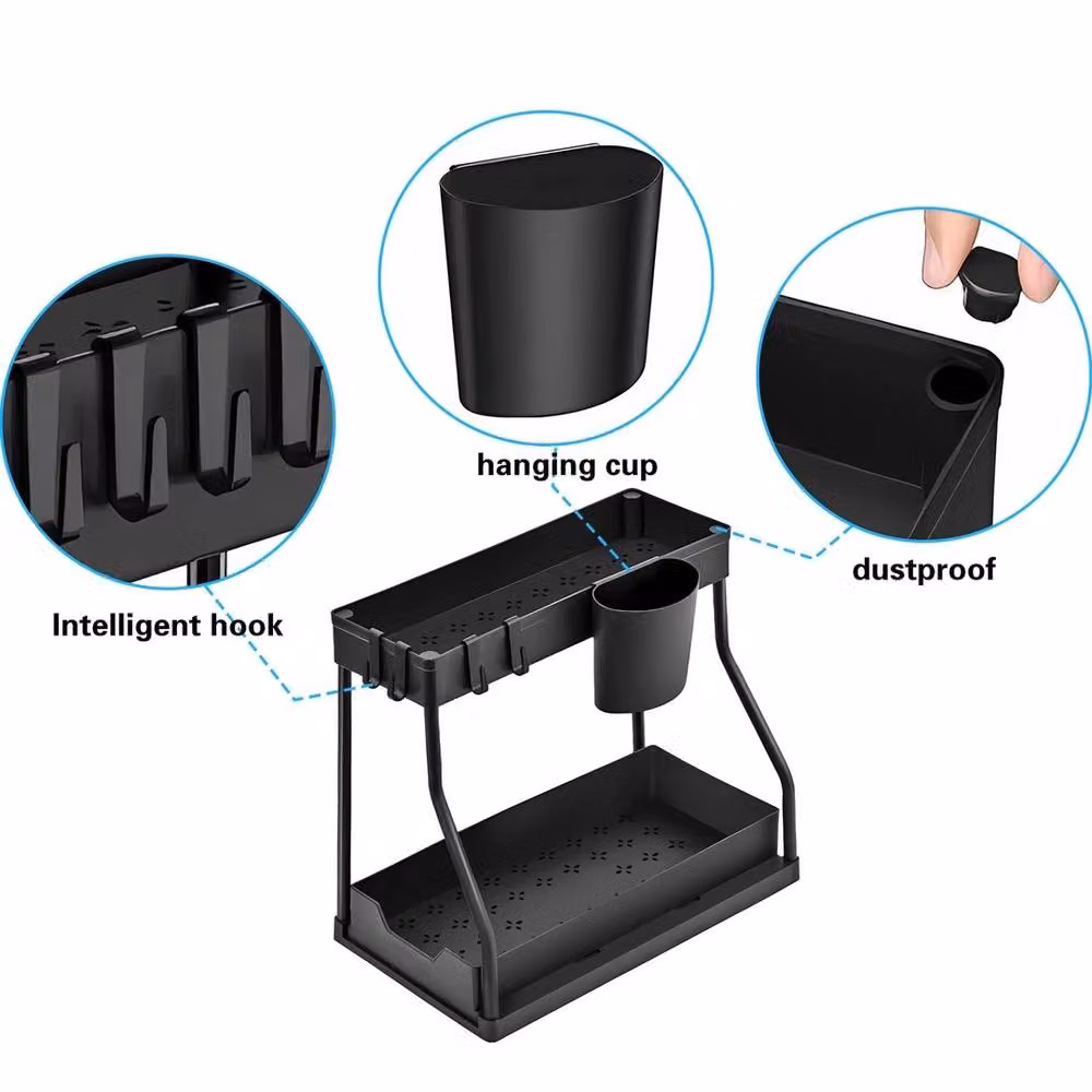 Ventryn Black Sink Dish Rack Storage with Drip Tray – 3