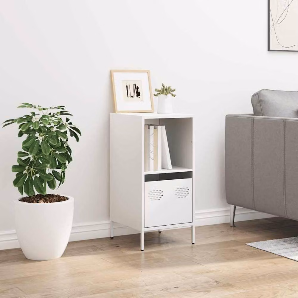 Berkfield Home White Matt Steel Sideboard W/D/H: 35 x 39 x 73.5 cm – 2