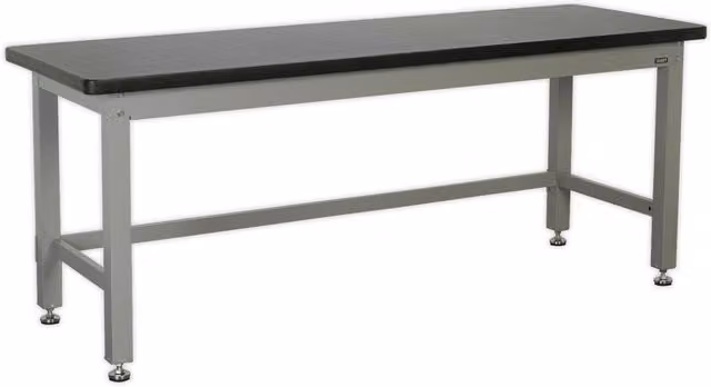 Loops Steel Industrial Workbench with Laminate Worktop in Silver, W: 210 cm, D: 75 cm, H: 85 cm