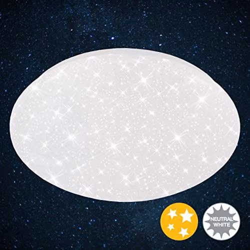 Briloner Classic LED Ceiling Light with Star Effect, White, W/D/H: 28 x 28 x 9.5 cm – 2